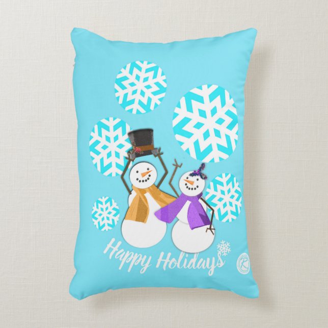 HAPPY HOLIDAYS : Winter Friends Decorative Cushion (Front(Vertical))