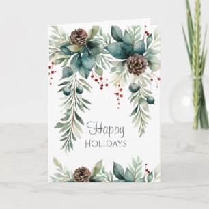 Happy Holidays Winter Greenery Card