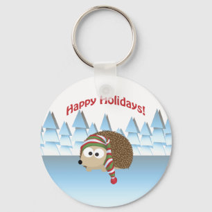 Happy Holidays! Winter Hedgehog Key Ring