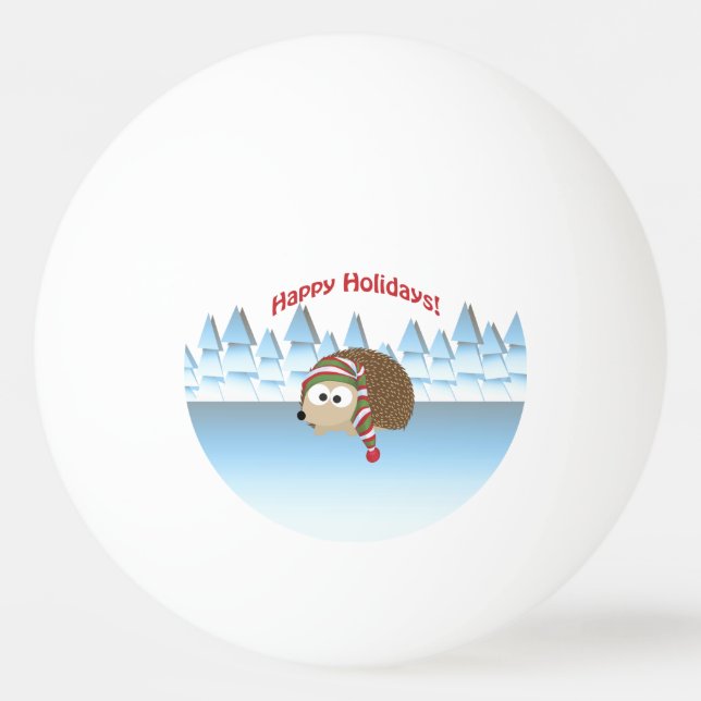 Happy Holidays! Winter Hedgehog Ping Pong Ball (Front)