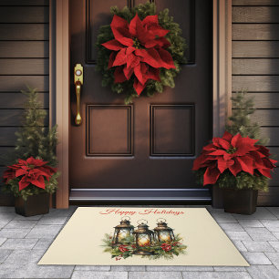 Happy Holidays Winter Lanterns Doormat