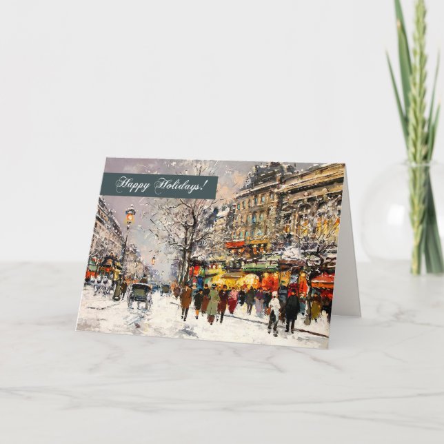 Happy Holidays. Winter Parisian Scene Holiday Card (Front)