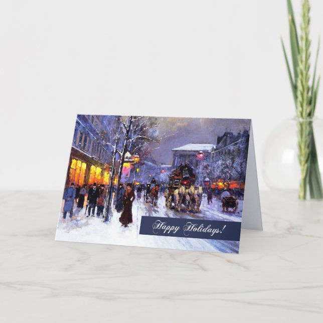 Happy Holidays. Winter Parisian Scene Holiday Card (Front)