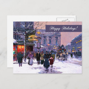 Happy Holidays. Winter Parisian Scene Holiday Postcard