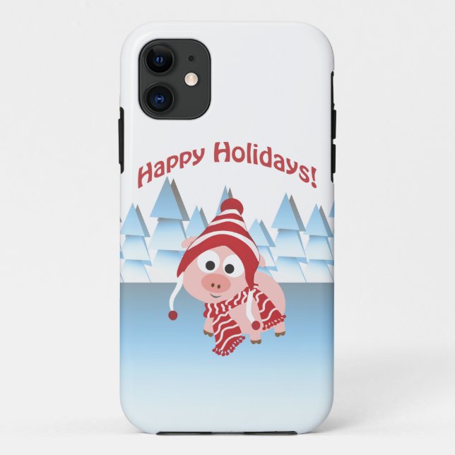 Happy Holidays! Winter Pig Case-Mate iPhone Case (Back)