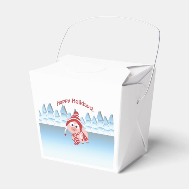 Happy Holidays! Winter Pig Favour Box (Front Side)