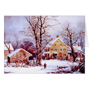 Happy Holidays. Winter Scene Christmas Cards