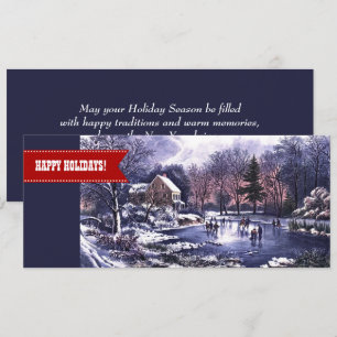 Happy Holidays. Winter Scene Christmas Cards