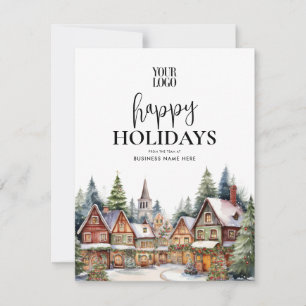 Happy Holidays Winter Village Business Holiday Card