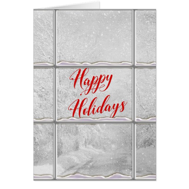 Happy Holidays winter window scene (Front)