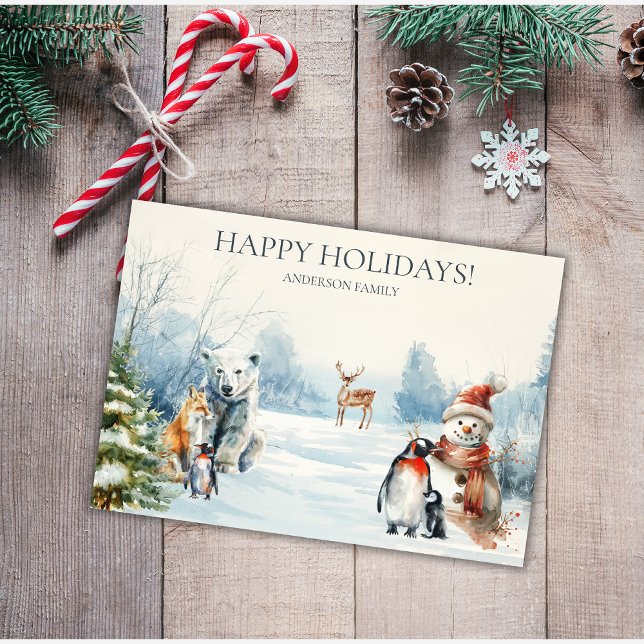 Happy Holidays Winter Wonderland Animals Card (Creator Uploaded)