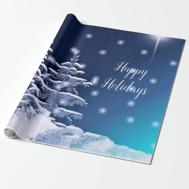 Happy Holidays Winter Wonderland Christmas Wrapping Paper (Unrolled)