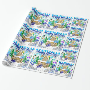 HAPPY HOLIDAYS WINTER WONDERLAND DREAMS WRAPPING PAPER