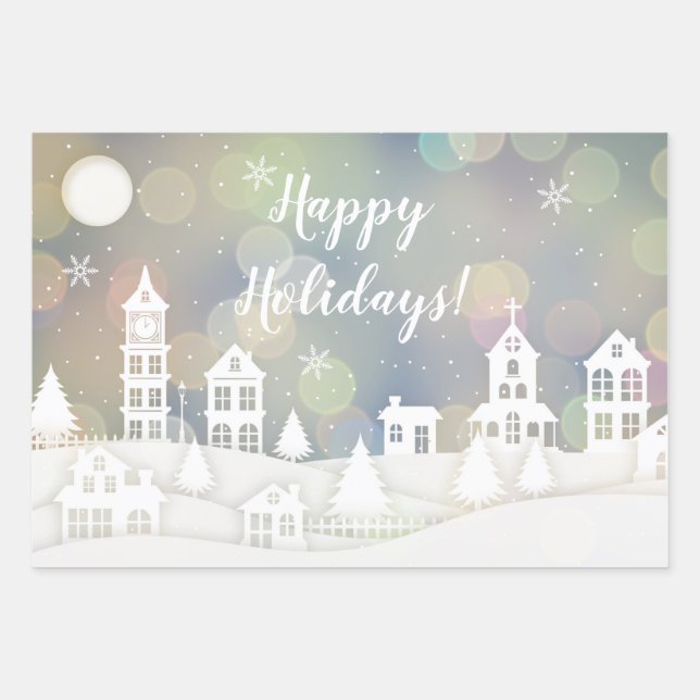 Happy Holidays Winter Wonderland Wrapping Paper Sheet (Front)
