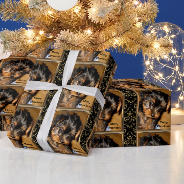 Happy Holidays with a Yorkie Wrapping Paper (Holidays)