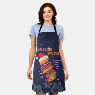 Happy Holidays with Cheese, Christmas Burger Apron