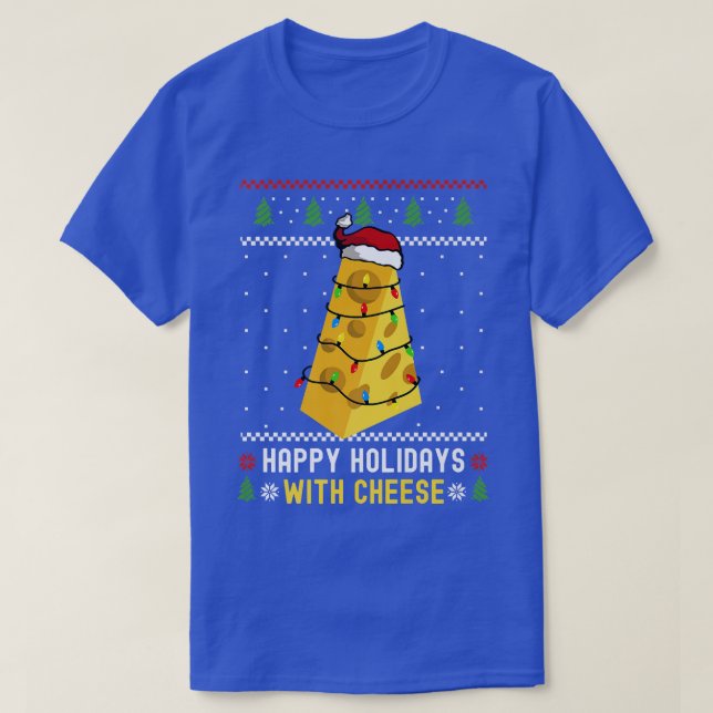 Happy Holidays With Cheese Christmas Cheeseburger  T-Shirt (Design Front)