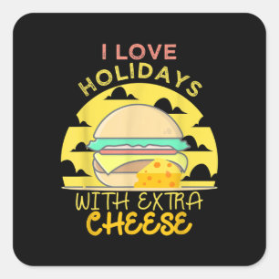 Happy Holidays With Cheese Extra Cheeseburger Square Sticker