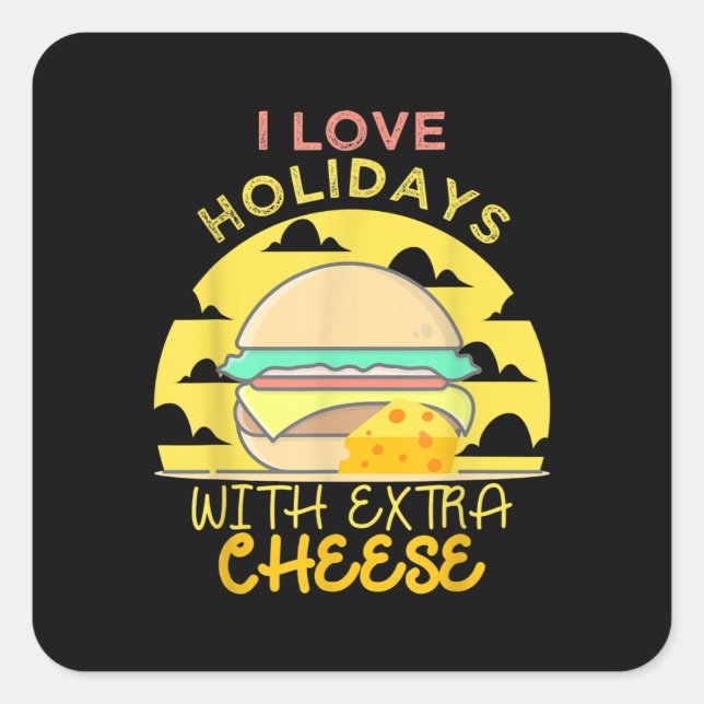Happy Holidays With Cheese Extra Cheeseburger Square Sticker (Front)