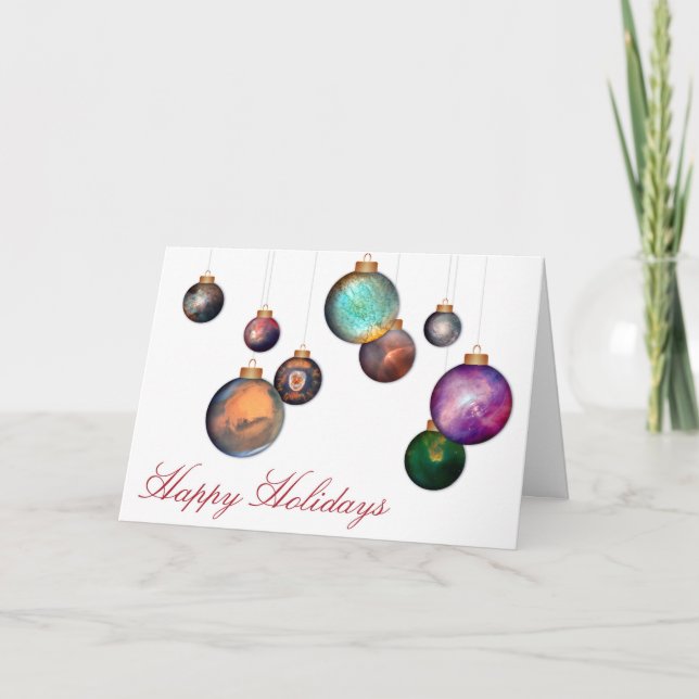 Happy Holidays with Hubble Space Photo Ornaments Holiday Card (Front)