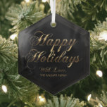 Happy Holidays With Love Add Name Black and Gold Glass Tree Decoration<br><div class="desc">Happy Holidays With Love Add Name Black and Gold Look Elegant Happy Holiday Season Wishes,  Glass Ornament, </div>