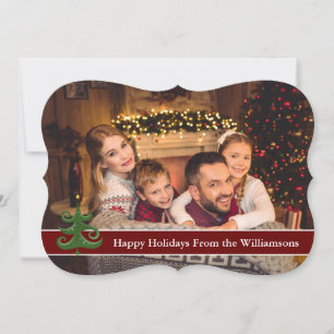 Happy Holidays With Modern Tree Fancy Trim  Photo Holiday Card