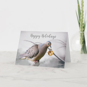Happy Holidays with Mourning Dove and Ornament Holiday Card