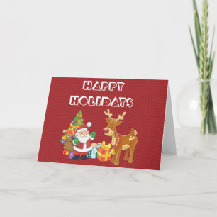 Happy Holidays with Santa and Reindeer Holiday Card