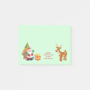 Happy Holidays with Santa and Reindeer Post-it Notes