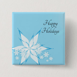 Happy Holidays with Snowflake Art 15 Cm Square Badge