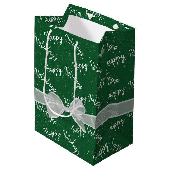 Happy Holidays with Snowflakes Medium Gift Bag (Front Angled)