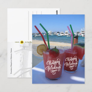 Happy Holidays with Strawberry Daiquiris -  Postcard