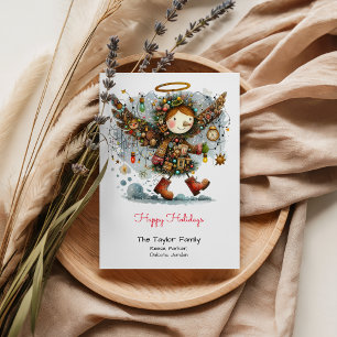 Happy Holidays with Whimsical Angel Holiday Card