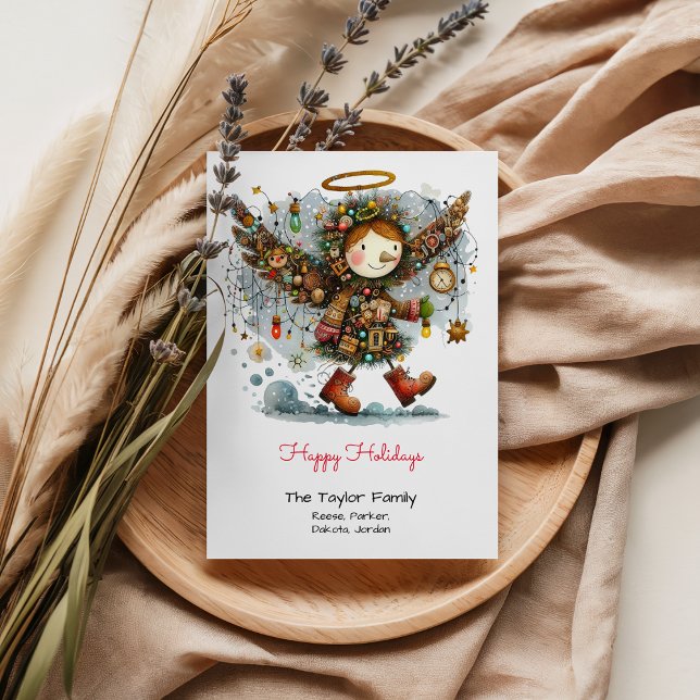Happy Holidays with Whimsical Angel Holiday Card (Creator Uploaded)