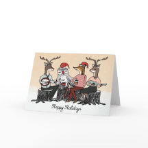 Happy Holidays Woodland Animals Stump Music Card