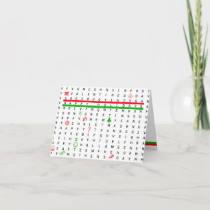 Happy Holidays Word Search Puzzle Card