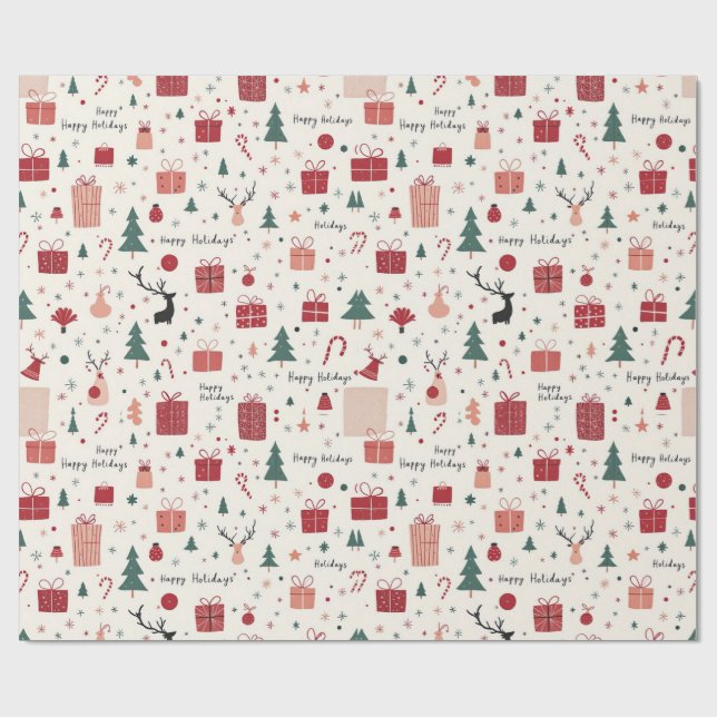 HAPPY HOLIDAYS WRAPPING PAPER (Flat)