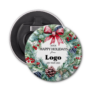 Happy Holidays Wreath Bow Logo Gift For Custumers Bottle Opener