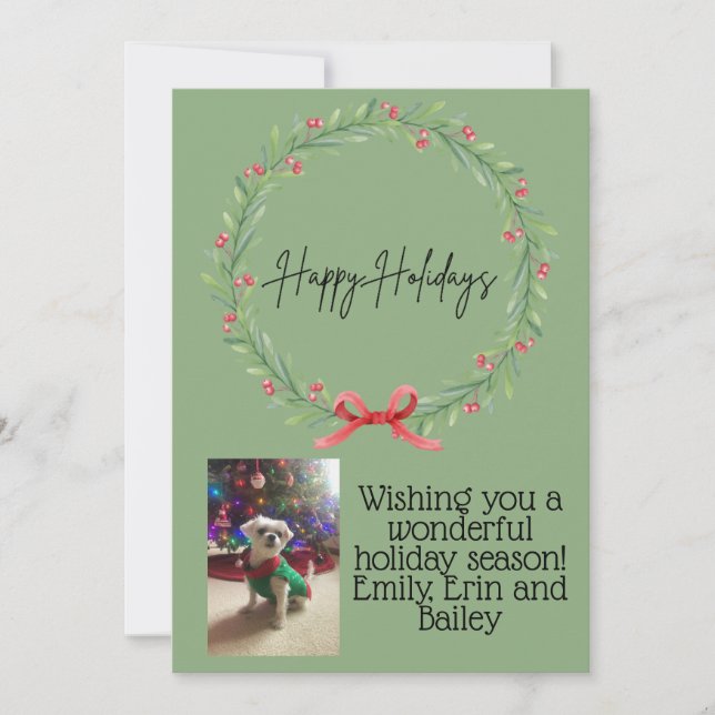 Happy Holidays Wreath Card (Front)