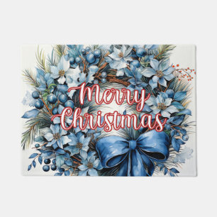 Happy Holidays Wreath   Merry Christmas Doormat