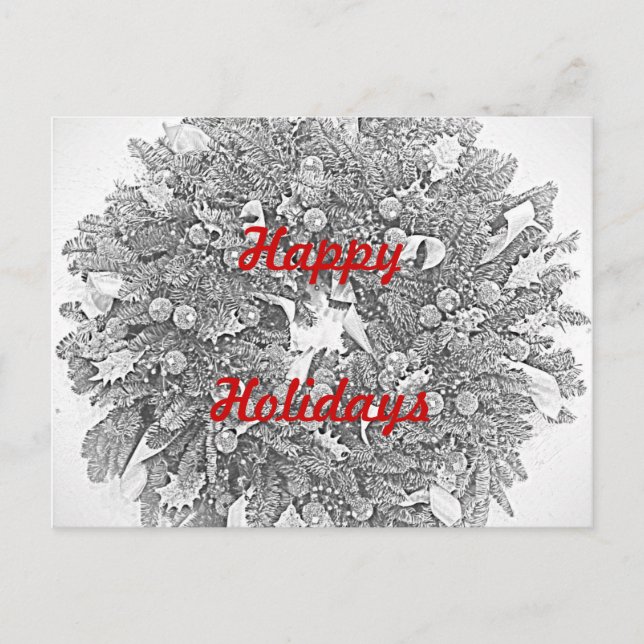 Happy Holidays Wreath Postcard (Front)