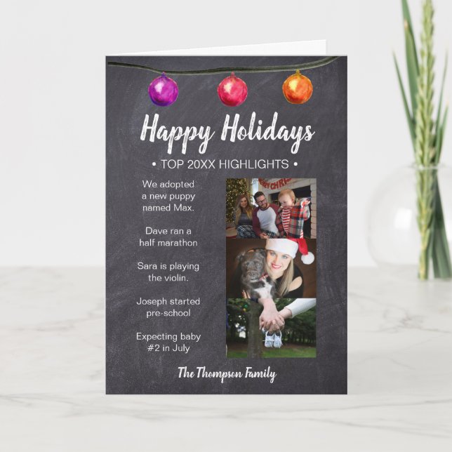 Happy Holidays Year In Review Christmas photo Holiday Card (Front)