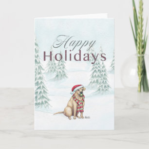 Happy Holidays Yellow Lab Card