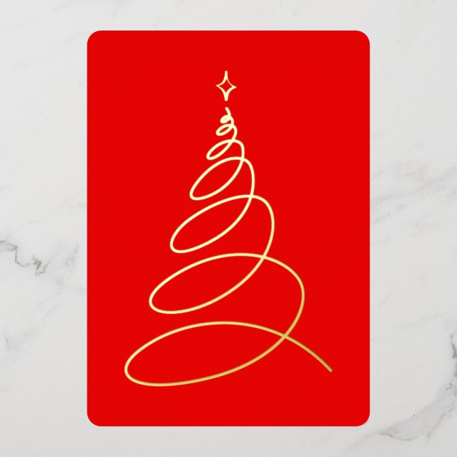 Happy Holidays Your And Yours Beautiful Tree Star Foil Holiday Card (Front)