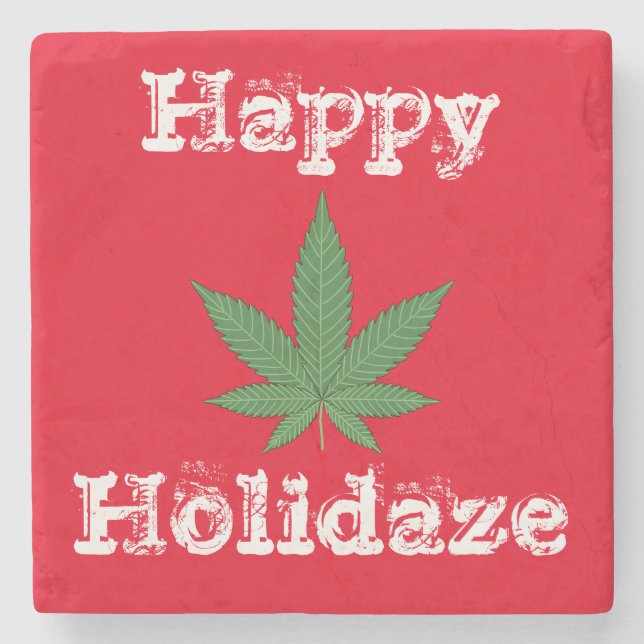 Happy Holidaze Personalised Stone Coaster (Front)