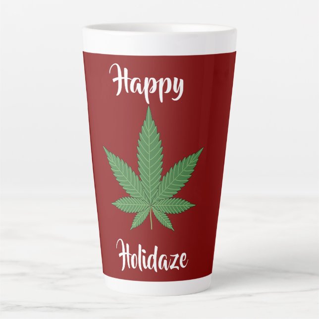 Happy Holidaze Weed Leaf Personalised Latte Mug (Front)