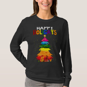 Happy Holigays Christmas Tree Lights Men Women 4 T-Shirt