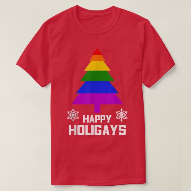 Happy Holigays Funny Gay LGBT Christmas Gift T  T-Shirt (Design Front)