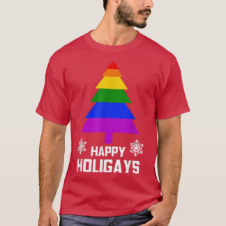 Happy Holigays Funny Gay LGBT Christmas Gift T  T-Shirt
