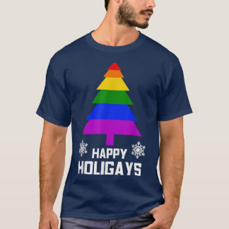 Happy Holigays Funny Gay LGBT Christmas Gift T  T-Shirt